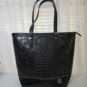 Angel Ranch Black Purse Western Alligator Rose Print Concealed Carry Tote NEW